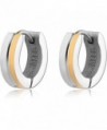 Hoop Earrings Two Tone with Gift Box (Yellow Gold and Silver Tone / Gold Tone) - CN11ZV87L7X