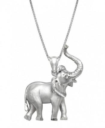Sterling Silver Elephant Necklace Pendant with 18" Box Chain - C5119CN92PH