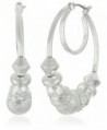 Nine West "Classics" Silver-Tone Beaded Click It Hoop Earrings - CW12CMH7KBH