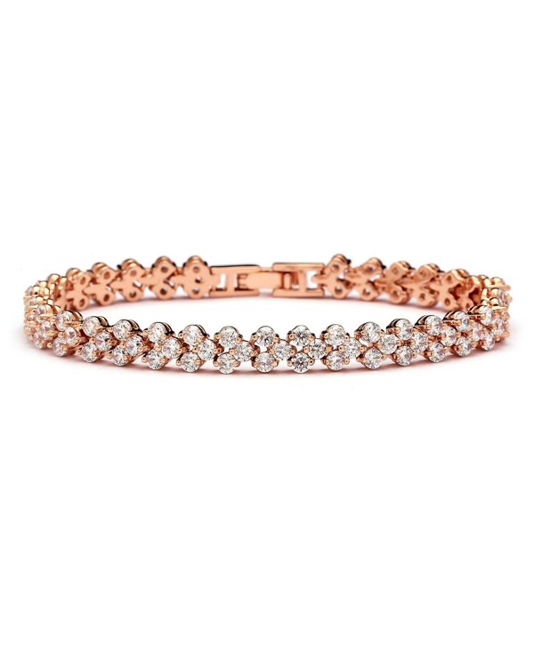 Mariell 14K Rose Gold Plated Cubic Zirconia Tennis Bracelet for Bridal- Weddings- Proms & Fashion Jewelry - CK12MNL8COL