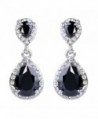 EVER FAITH Zircon Austrian Crystal Elegant 2 Teardrop Dangle Earrings - Silver-Tone Black - CE11QGG43BL