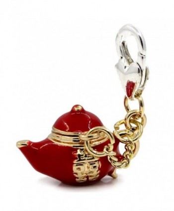 Teapot Clip on Penndant for European Charm Jewelry w/ Lobster Clasp - CJ11FKY6H0Z
