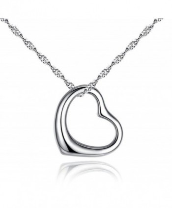Sterling Silver "Gift of True Love" [LARGE SIZE] Open Heart Pendant with 18k WG necklace - CI182EIQ8OO