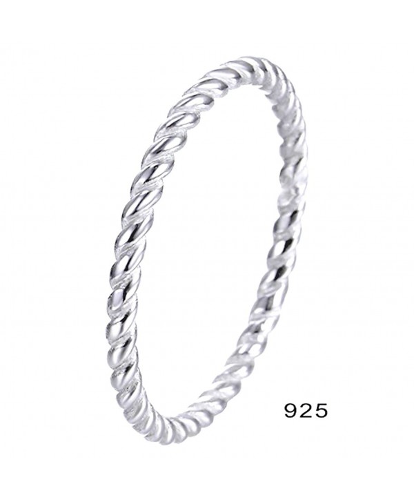 925 Sterling Silver Ring High Polish Eternity Rope Tarnish Resistant Comfort Fit Wedding Band 2mm Ring - CL12O9Q3HYM