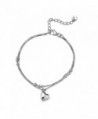 LR Accessory 925 Sterling Silver Heart Charm Running Beads Double Box Chain Bracelet (6.5") - CY11MHNUDCF