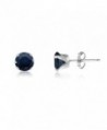 Round 5mm Genuine Blue Sapphire Stud Earrings (1.5 cttw) Sterling Silver- 14k Yellow or Rose Goldplate - C011IWLDW47