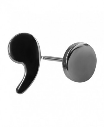 CIShop Minimalist Chic 14K Plated Period Comma Semicolon Tragus Stud Earrings High Polished - Black - CP185EWEEDM