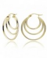 Sterling Silver Triple Circle Round-Tube Polished Hoop Earrings- 30mm - 35mm Yellow Gold Flashed - C717YDSRCY5
