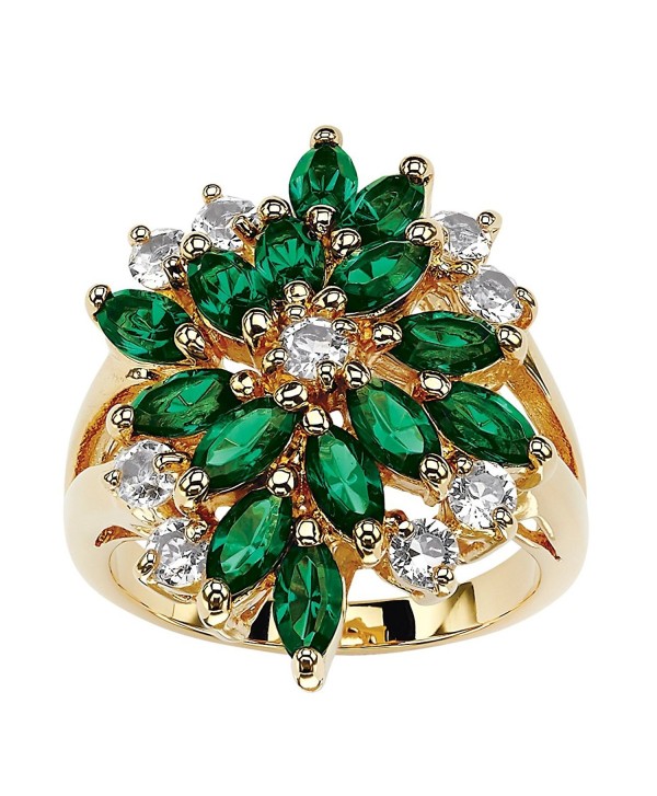 18K Gold-plated Marquise Cut Green Floral Ring Made with Swarovski Elements - CL182GHRZYH