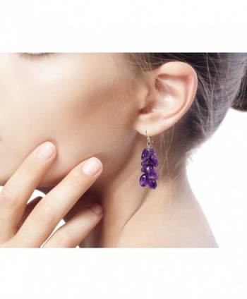 NOVICA Amethyst Cluster Earrings Sterling in Women's Drop & Dangle Earrings