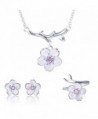 925 Sterling Silver Daisy/SAKURA/Snowflake Flower Crystal Pendant Necklace Earring Bracelets Ring Set for Women - CT182Q48SX9