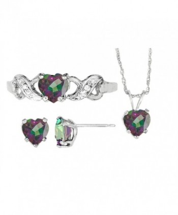 Finejewelers Antique Heart Shaped Mystic Topaz Pendants Earrings and Ring Set Sterling Silver - C311BOUQ8RL