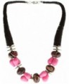 Royal Diamond 11" Black Heishi & Pink Bead Choker with Silver Disk accents - CP11DH02LBN