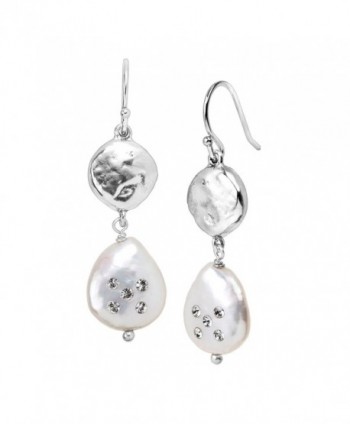 Silpada 'Bold as Ice' Sterling Silver- Swarovski Crystal- and Pearl (14-14.5mm) Drop Earrings - CI12NEP64ZQ