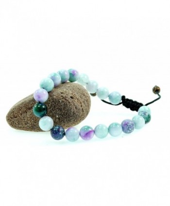 Round gemstone macrame adjustable bracelets in Women's Strand Bracelets