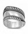 Sterling Silver Women's Bali Ring Wide 925 Band Rope Groove Design Sizes 6-12 - CZ122TJGX8J