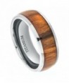 8mm Titanium Wedding Band Ring High Polished Domed with Santos Rosewood Inlay - C311NOULSDX