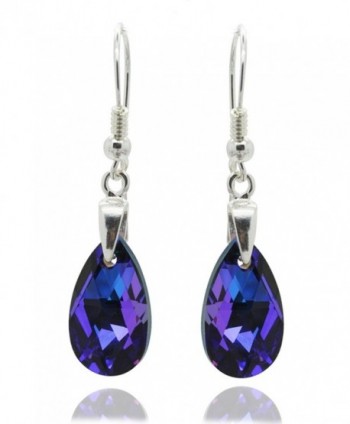 Royal Crystals "Made with Swarovski Crystals" Sterling Silver Purple Blue Drop Dangle Pierced Earrings - C911XVO5HDT