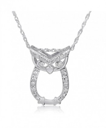 Sterling Silver Diamond Owl Pendant-Necklace on an 18inch Chain - CZ11EFOU04F