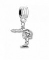 Gymnast on Balancing Beam 3d Dangle Charm Bead Compatible with European Snake Chain Bracelets - CF11LXQ1MQN