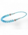 Yoshine Square Beads Magnetic Closure Bracelets and Anklets 2 in 1 Strand Necklace - Blue - CW126EP2LU3