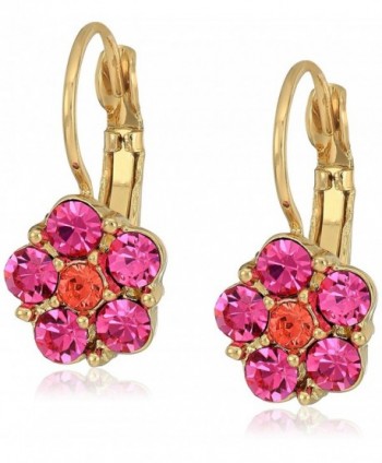 1928 Jewelry Gold-Tone Flower Drop Earrings - Pink- Orange - CU17Z4YHL08
