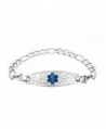 Divoti Custom Engraved Beautiful Olive Medical Alert Bracelet -Figaro Stainless -Deep Blue - CJ12O8FR47U