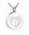 Pet Paw Print Heart Cremation Urn Locket Necklace Hold Dog/Cat Ashes Casket Keepsake Jewelry - Silver Tone - C7188NYDDZ9