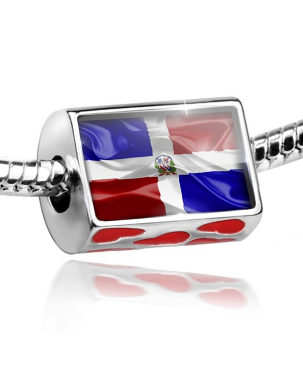 Bead with Hearts Dominican Republic 3D Flag - Charm Fit All European Bracelets- - CD11EF15B7J
