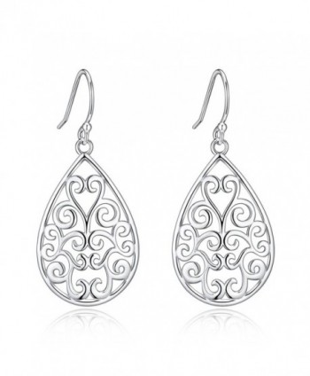 Highly Polished Sterling Silver Filigree Dangle Drop Earrings - New Arrival - CA17YCWWT66