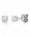 Round 3mm Fire & Snow White Simulated Opal Stud Earrings - .925 Sterling Silver- Rose or Yellow Gold Plated - CC1219XC24F