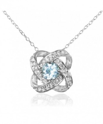 Sterling Silver Genuine- Created or Simulated Gemstone and White Topaz Love Knot Necklace - Blue Topaz - CY183OCEURE