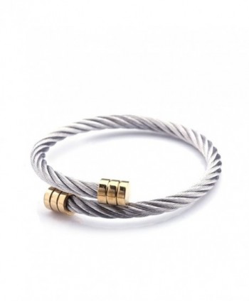 Womens Titanium Steel Twisted Rope Woven Inspiration Bracelet with Gold-Colored Finish - CY12G3JCYLB