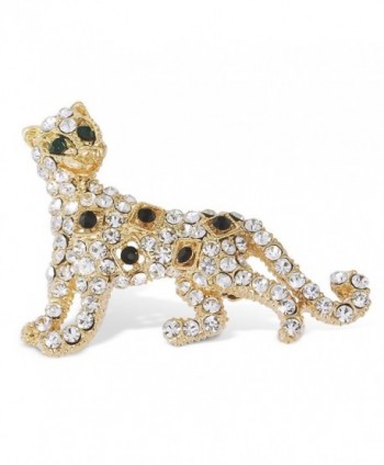 Sparkling Crystal Rhinestone Gold-Color Alloy Cute Lion/Tiger/Leopard/Fox Animals Brooches Christmas Gift - CV12FNV8MDT