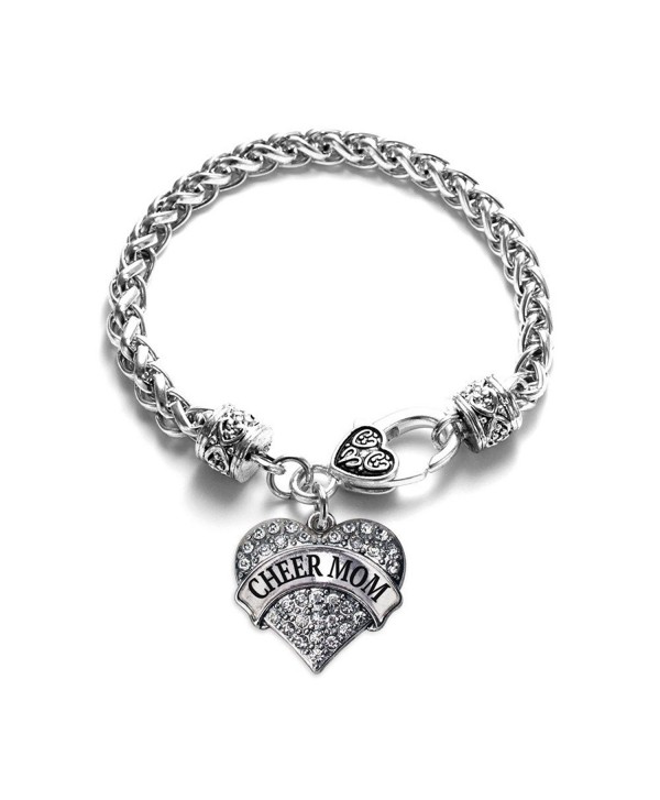 Cheer Mom 1 Carat Classic Silver Plated Heart Clear Crystal Charm Bracelet Jewelry - C711KFVXLXJ