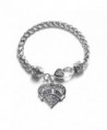 Cheer Mom 1 Carat Classic Silver Plated Heart Clear Crystal Charm Bracelet Jewelry - C711KFVXLXJ