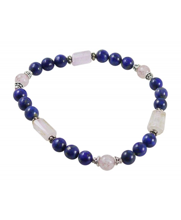 Lapis Bracelet with Kunzite- Strawberry Lepidocrosite- 7 1/2"- Sterling Silver - CH124DS6NYX