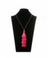 Lariatneck Tiered Tassel Necklaces Long Pendant Necklaces Thread Layered Fringe Pendant for Women - Rose - CE18597WSCI