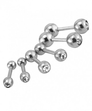 Assorted Polished Stainless Barbell Cartilage - 03. Steel with White Crystal - CD12E2FKBEF