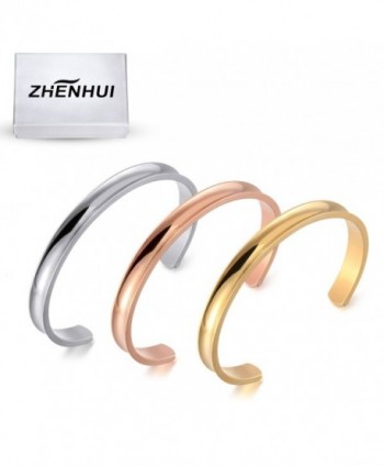 Zhenhui 7mm / 10mm Stainless Steel Hair Tie Cuff Bracelets Bangle Indent 7mm - CT12O2JFQVZ