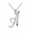 YFN Fashion Charm S925 Sterling Silver Cubic Zirconia 26 Letters Alphabet Pendant Necklace - CE12N8AYR6U