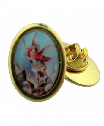 Gold Toned Base and Epoxy Image Catholic Saint Icon Medal Lapel Pin- 1 Inch - CO127BP99UP