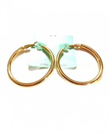 Gold Hoop Earrings 2 Inch Thick Hoops Gold Tone Hoop Earrings Hypo-allergenic Hoops - CV1274M3N3J