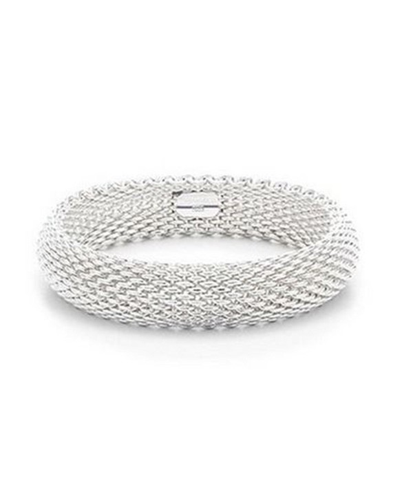 Sephla 925 Sterling Silver Plated Silky Chains Mesh Bangle Bracelet for Women - CJ12CAI0QA3