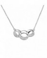 Sterling Silver Three White Cubic Zirconia Hollow Decorative Circle Shape Pendant Necklace - CC12KJNZV3P