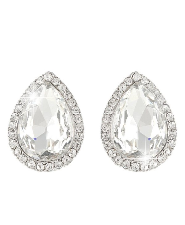 EVER FAITH Women's Austrian Crystal Wedding Teardrop Stud Earrings - Clear Silver-Tone - C611NG9DZAZ