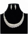 Aurora Borealis Rhinestone Stud Round Collar Evening Necklace and Stud Earrings Set in Silver-Tone - CZ128PEJDJ3
