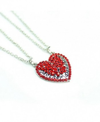 SODIAL(R) 1Set/2pc Unique Design Mother Daughter Diamond Break Heart Pendant Necklace Gift Red - CS12KPCIKB5