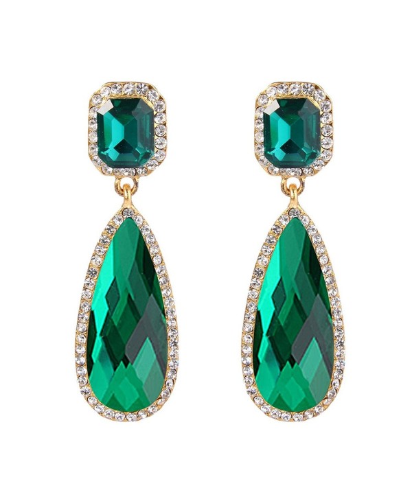 BriLove Teardrop Infinity Earrings Gold Tone - Emerald Color Gold-Tone - CW182T7O0CO