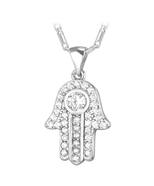 Platinum Pendant Necklace Zirconia Jewelry - platinum - CL12BXCUQGD